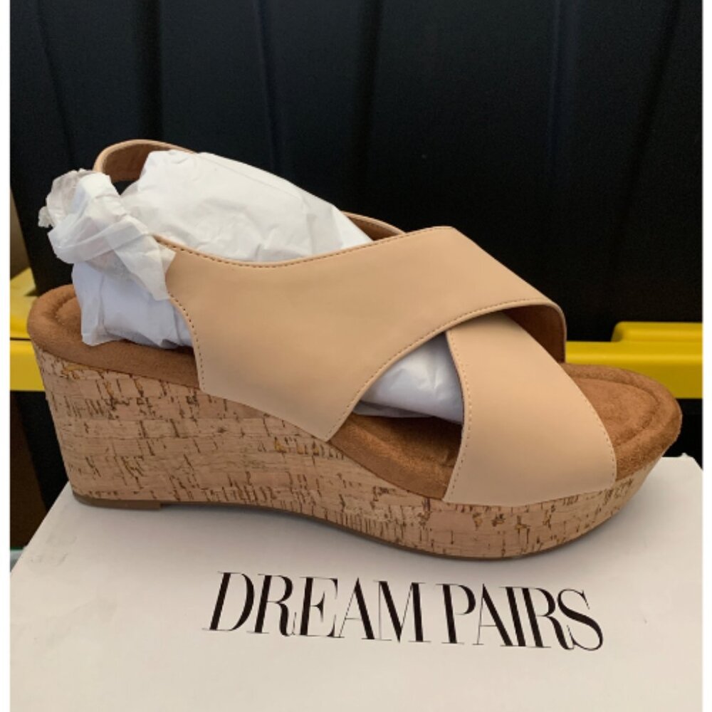 DREAM PAIRS Women's Wedge Comfortable Ankle Strap Platform Shoes KHAKI Size 9